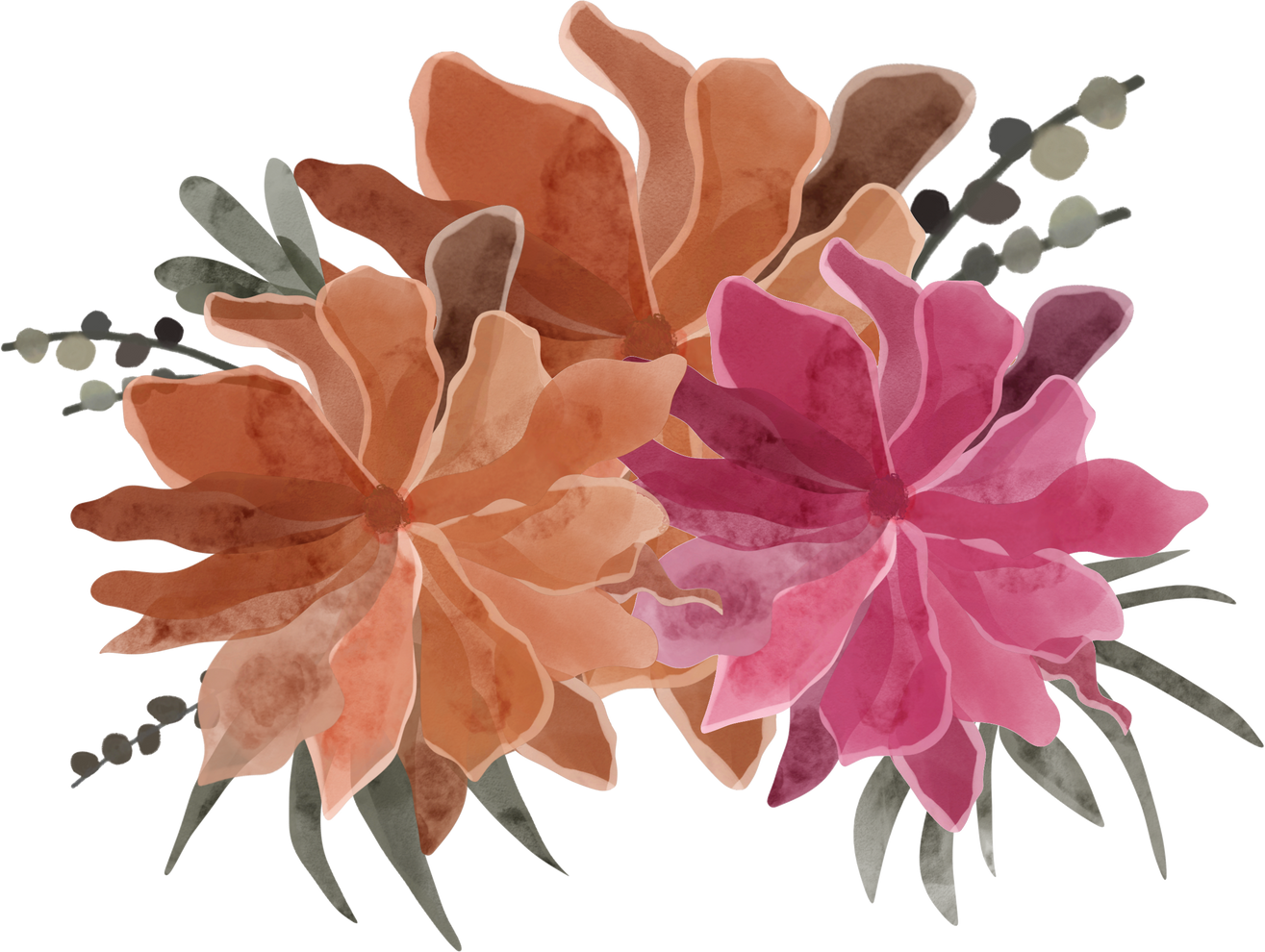 Arrangement Watercolor Rustic Flower with Shabby or Vintage Style 